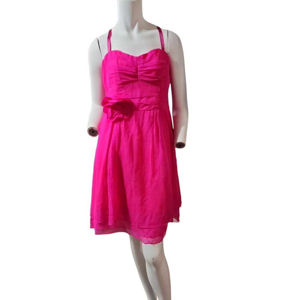 NWT Size 6 Nanette Lepore Tap-Tap Silk Dress Dimensional Flower Tahiti Pink